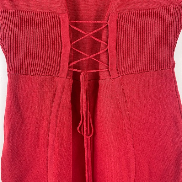 Express Bodycon Midi Dress Corset Detail Dress Blood Red Size Small - Picture 3 of 8